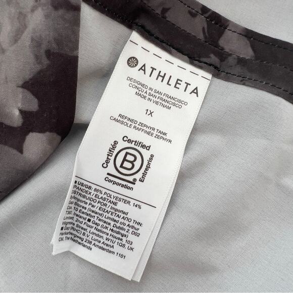 Athleta Tank Top Floral Boat Neck Refined Zephyr Stretch Sleeveless Sz 1X - Picture 3 of 7